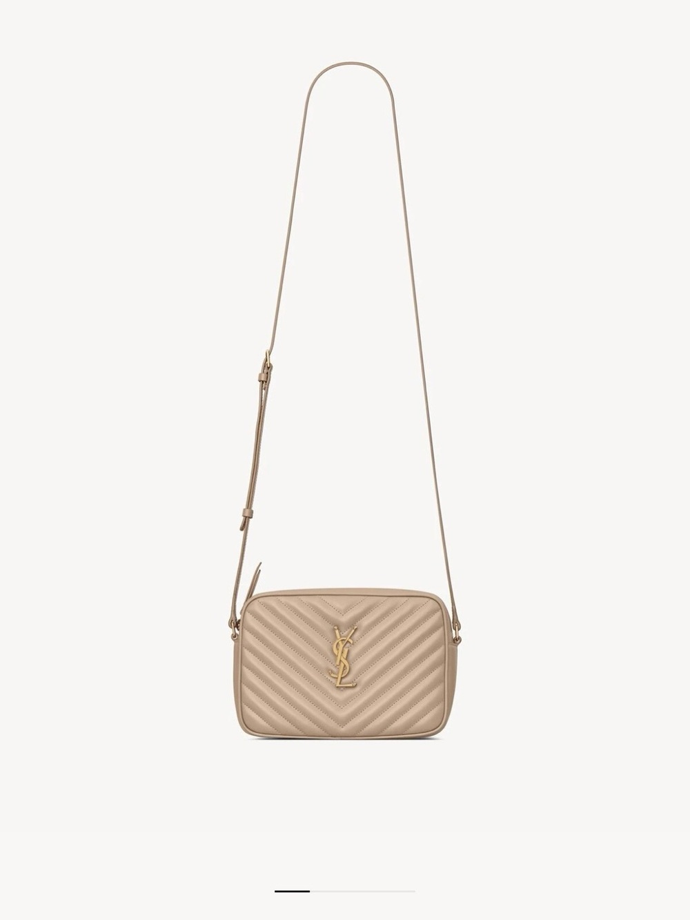 Saint Laurent Beige Quilted Camera Crossbody with Gold YSL Logo